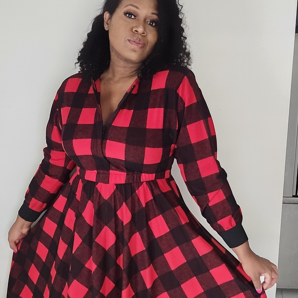 Vintage Red and Black Checkered Dress